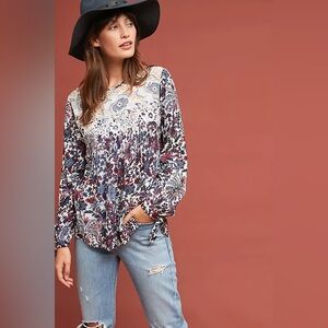 Anthropologie Ranna Gill Madison Floral Blouse Size Medium